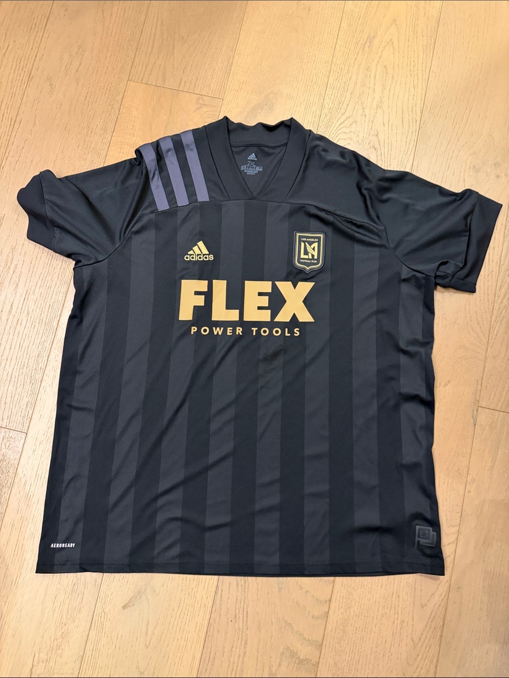 Adidas Los Angeles FC Black with Gold Crest & Sponsor Jersey 2XL LAFC